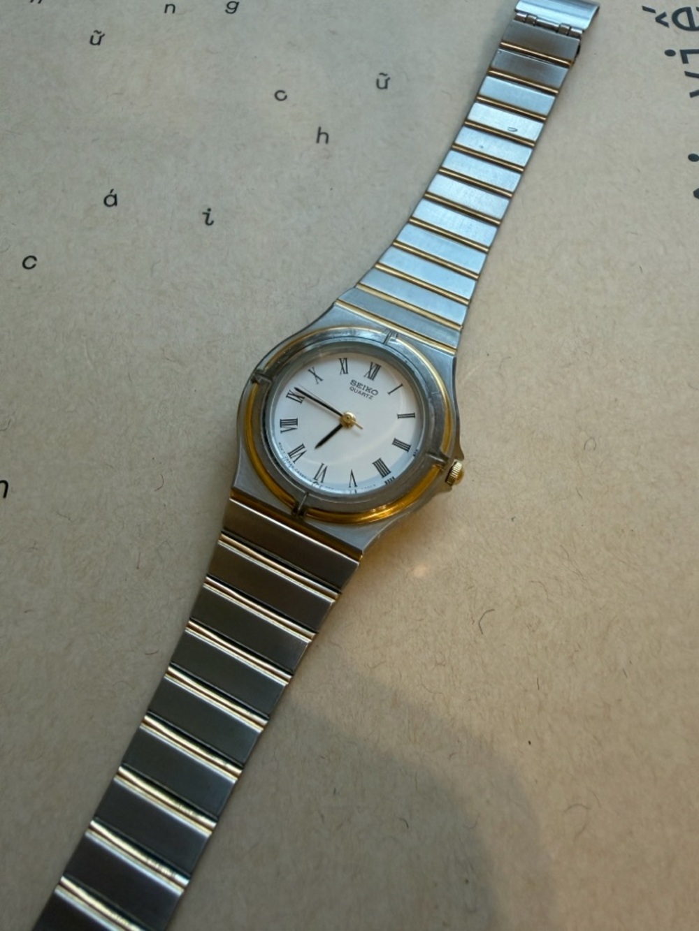 Seiko Silver & Gold Two-Tone Slim Wristwatch